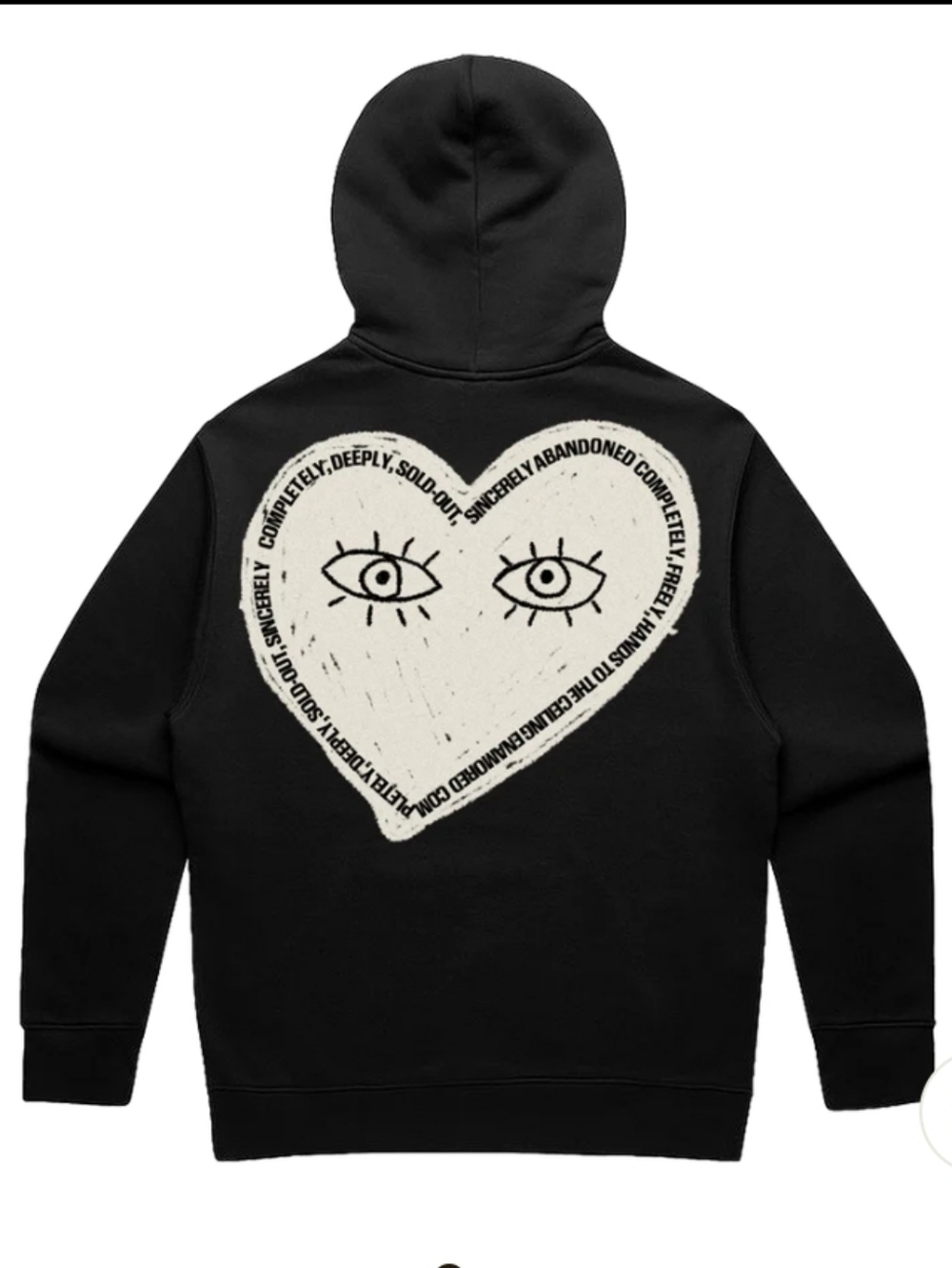 Black Graphic Heart Hoodie with Eye Motif